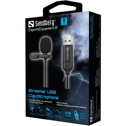 USB streamer mikrofon Sandberg Clip 126-40