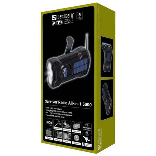 Powerbank Sandberg AIO 421-03 radio/zvučnik/solarni punjač/5000mAh