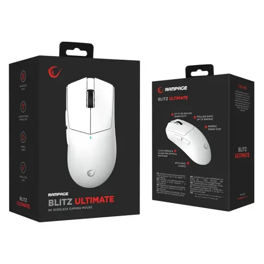 Miš Wireless/Bluetooth gaming Rampage BLITZ ULTIMATE 8K beli 41444