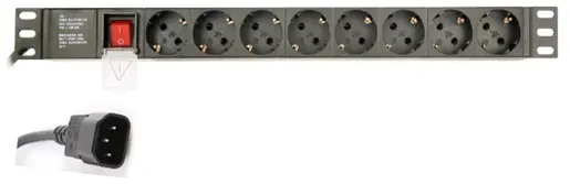 EG-PDU-014-C14 Gembird C14 Produzni kabl sa zastitom 8 uticnica 10A, PDU 1U 3M