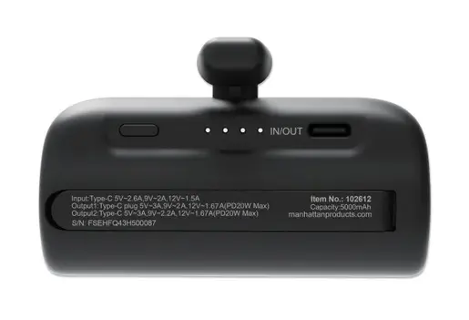 Powerbank Manhattan 102612 5000mAh 20W/Black/USB-C