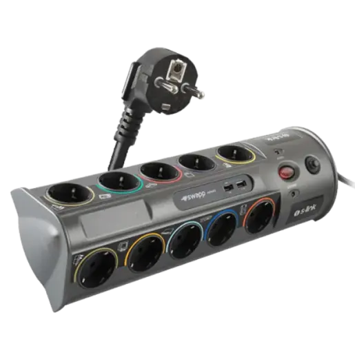 Kabl surge S-Link PRZ01 10xšuko/2xUSB/3m