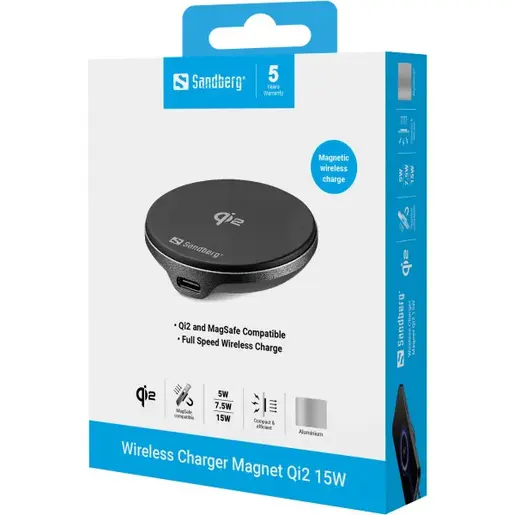 Bežični punjač Sandberg Maget 441-61 15W Qi2/MagSafe