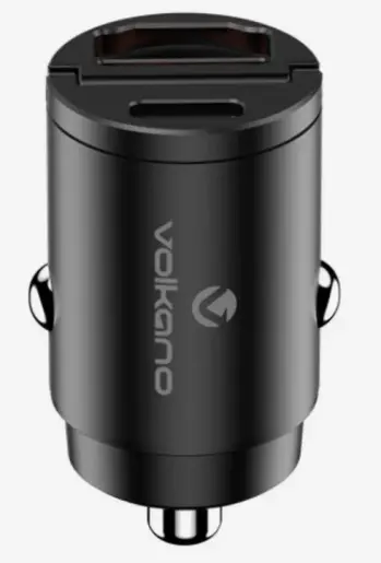 USB auto punjač Volkano Obscurix Series VK-8007-BK 30W USB-A + USB-C