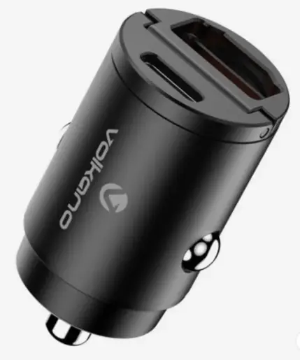 USB auto punjač Volkano Obscurix Series VK-8007-BK 30W USB-A + USB-C