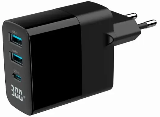 TA-UC-PDQC30LCD-BK-02 Gembird GaN USB brzi punjac, 30W 3-port (2xUSB-A+ USB-C)