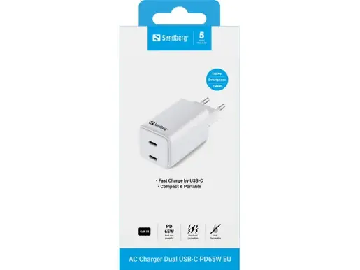 USB kućni punjač Sandberg 441-56 Dual USB-C PD 65W