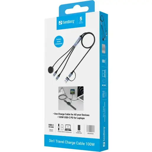 Kabl Sandberg 3u1 441-69 2xUSB-C/Mag Safe/100W