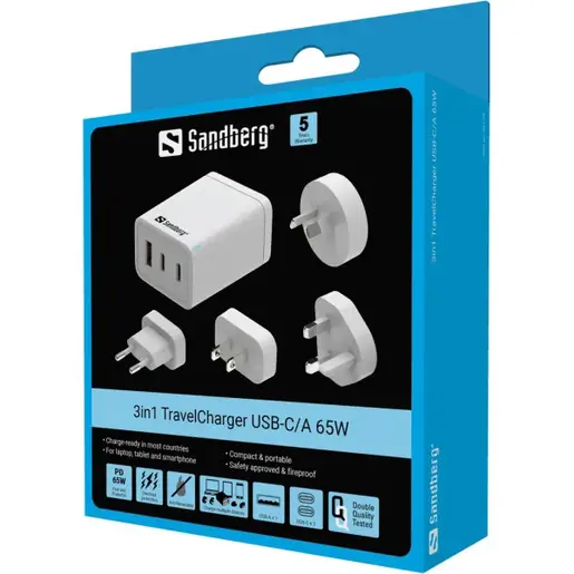Sandberg 3in1 TravelCharger USB-C/A 65W 441-59