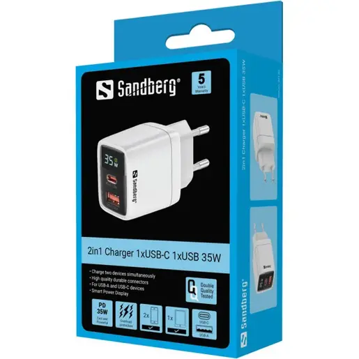 Kućni punjač Sandberg 2u1 441-52 1xUSB/1xUSB-C 35W