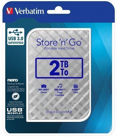 Verbatim HDD 2TB Silver Kocka (53198)