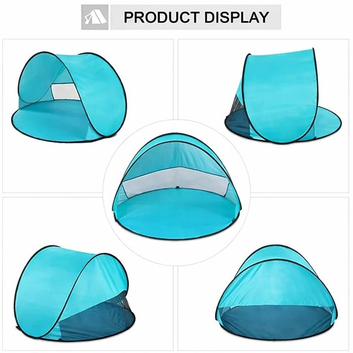 KINDER HOME Dečiji šator za igru na rasklapanje sa UV zaštitom 50+ – okrugli, lagan i sklopiv, za plažu i baštu, 150×150×90 cm GH-T-02