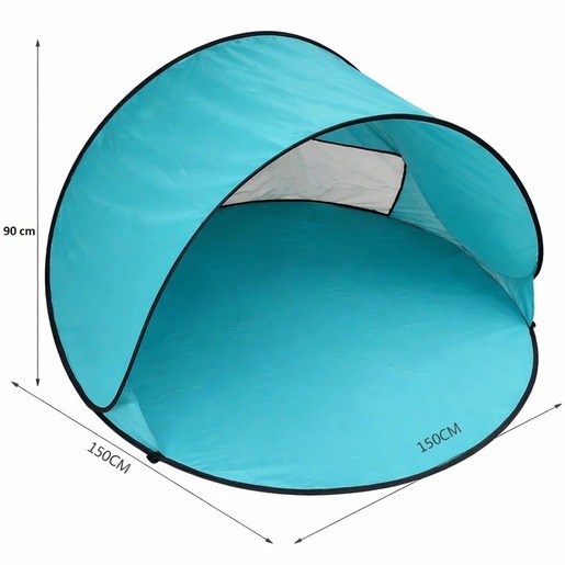 KINDER HOME Dečiji šator za igru na rasklapanje sa UV zaštitom 50+ – okrugli, lagan i sklopiv, za plažu i baštu, 150×150×90 cm GH-T-02