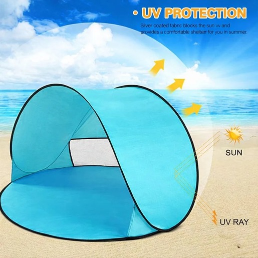 KINDER HOME Dečiji šator za igru na rasklapanje sa UV zaštitom 50+ – okrugli, lagan i sklopiv, za plažu i baštu, 150×150×90 cm GH-T-02