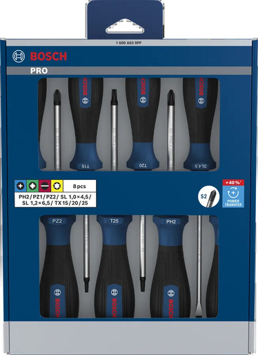 Bosch PRO set odvijača PH/PZ/SL/TX, 8 kom 1600A039PF