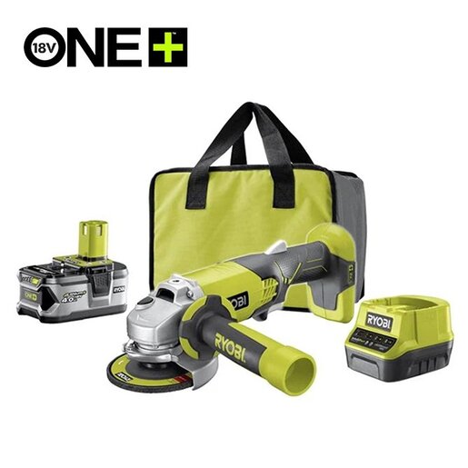 Set aku. ugaona brusilica (115mm) + punjač+ baterija 4Ah (18V ONE+™) - RYOBI R18AG-140S