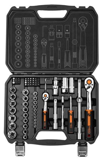 Set nasadnih ključeva, 73 dela, 1/2, 1/4, CrV - NEO TOOLS 10-054
