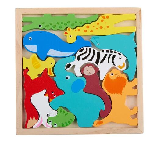 MARIONETTE WOODEN TOYS Drvena puzzle slagalica sa životinjama – 12 delova