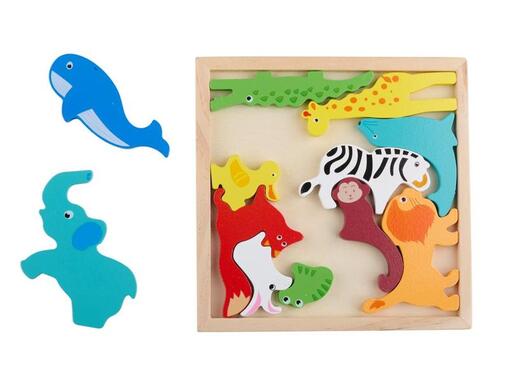 MARIONETTE WOODEN TOYS Drvena puzzle slagalica sa životinjama – 12 delova