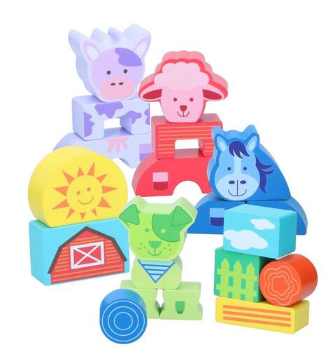 MARIONETTE WOODEN TOYS Drvene kocke Marionette– farm životinje (20 delova)