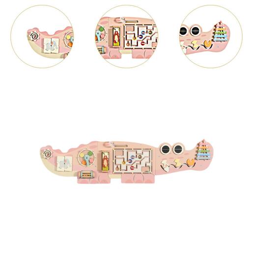 Topi Toys Montesori Drvena Zidna Tabla Roze Krokodil