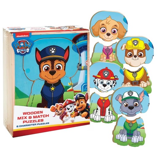 NICKELODEON Paw Patrol drvene puzzle za spajanje i kombinovanje – set od 5 slaga