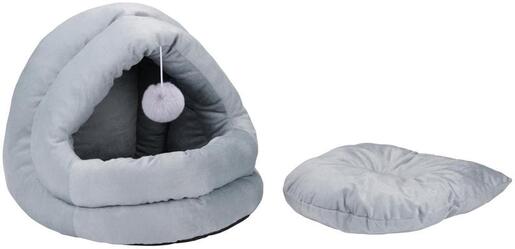 PET COMFORT Krevet za mačke sa visećom lopticom Sivi 42 × 40 × 38 cm