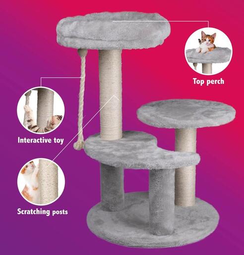 PET COMFORT Stub za grebanje za mačke sivi 40 × 40 × 62 cm