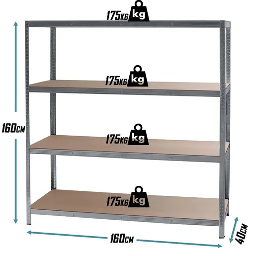 SuperHome 160x160x40cm 4x175kg Metalna Montažna Polica