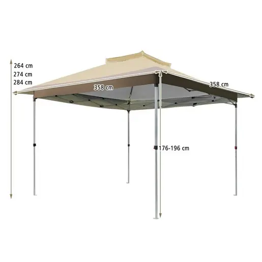 Gazebo paviljon sa mehanizmom 350x350cm Braon