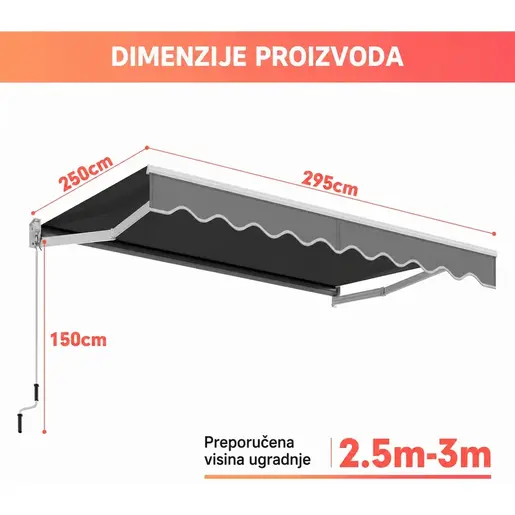 Montelux Solara 300x250cm Siva Tenda