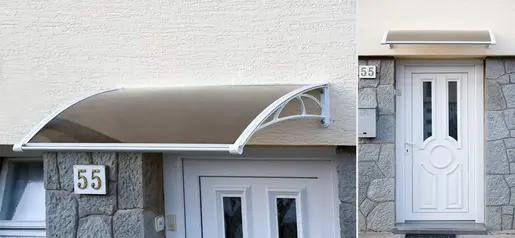 Nadstrešnica Za Vrata 82x120cm Bela Baza Ploča Providna 6mm