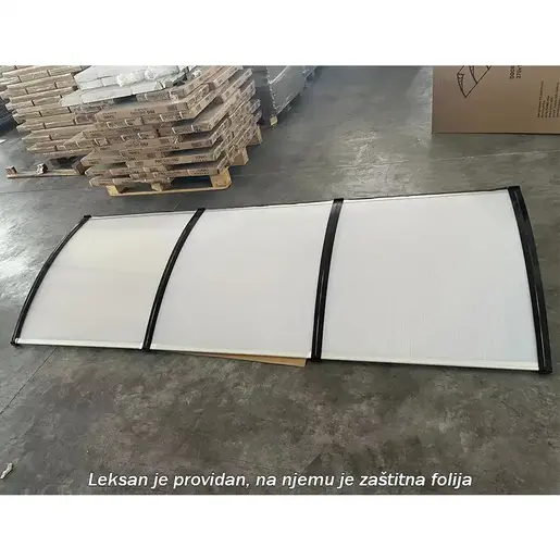 Nadstrešnica 270x100cm Crna Providna 5mm Leksan