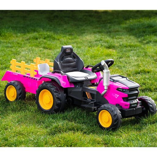 Dečiji traktor sa prikolicom i daljinskim roze 13616