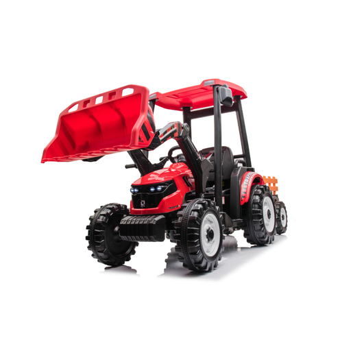 Traktor sa prikolicom i utovarivačem crveni  premium oprema 24v7a 12941