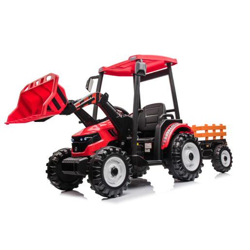 Traktor sa prikolicom i utovarivačem crveni  premium oprema 24v7a 12941