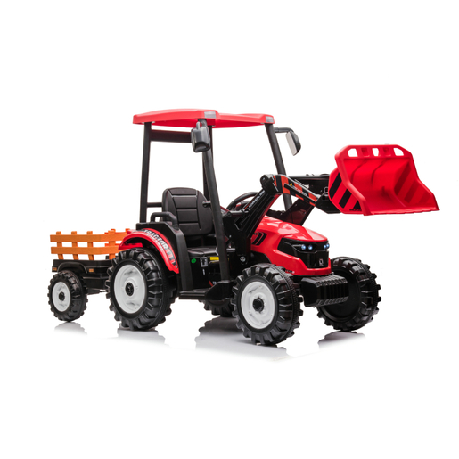 Traktor sa prikolicom i utovarivačem crveni  premium oprema 24v7a 12941
