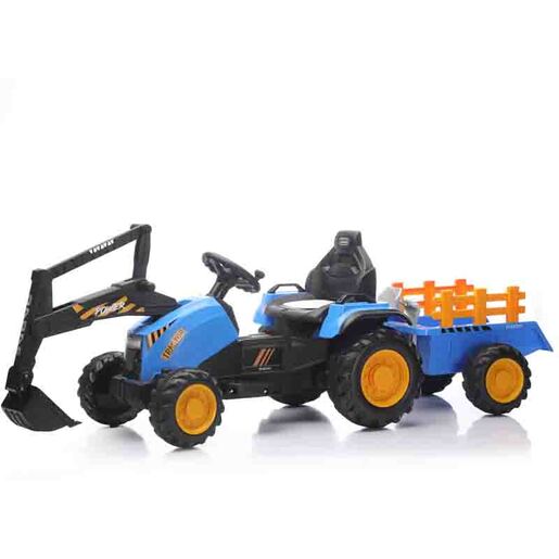 Traktor sa prikolicom i kašikom plavi 13707