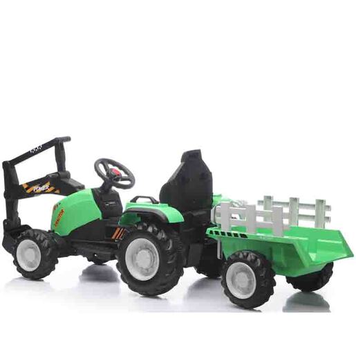 Traktor sa prikolicom i kašikom zeleni 13702