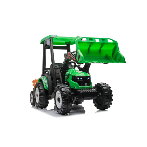 Traktor sa prikolicom i utovarivačem zeleni premium oprema 24v7a 12958