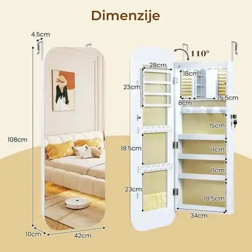 Zidno oblo Ogledalo sa LED Ormarićem za Šminku