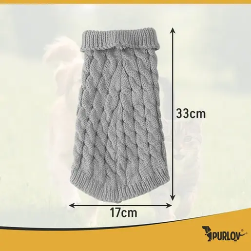 Purlov Džemper za pse Sivi 33x17cm M