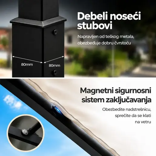 Venturo Prestige 3x3m Bež Pergola Čelična konstrukcija