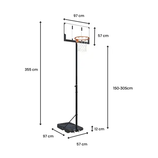 Koš sa podesivom visinom od 150cm do 305cm