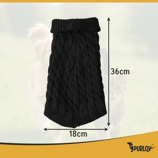 Purlov Džemper za pse Crni 36x18cm L