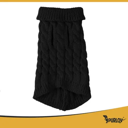 Purlov Džemper za pse Crni 36x18cm L