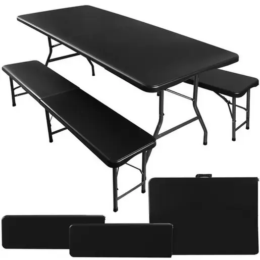 Gardlov Sklopivi Plastični Sto sa Klupama Crni 180cm