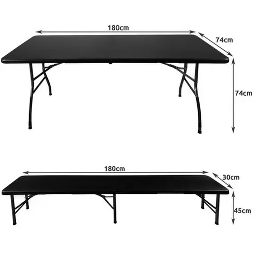 Gardlov Sklopivi Plastični Sto sa Klupama Crni 180cm