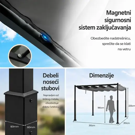 Venturo Prestige 3x3m Siva Pergola Čelična konstrukcija