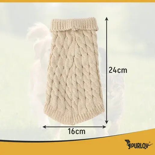 Purlov Džemper za pse Bež 24x16cm S